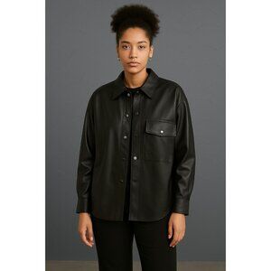 Zara‎ Oversized Faux Leather Shirt Jacket